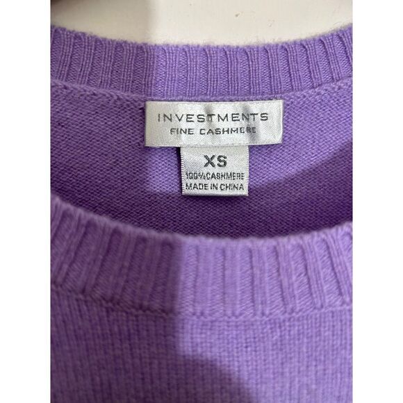 Investments Fine Cashmere Lavender Purple Crew Neck Sweater ClassicKnit Pullover - Picture 3 of 5